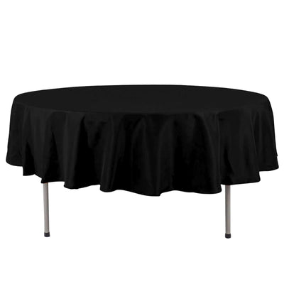 Premium Polyester 90" Round Tablecloth Black - Stain and Wrinkle - Resistant 220GSM Table Cover for Weddings & Event Decor - Linen Luxes