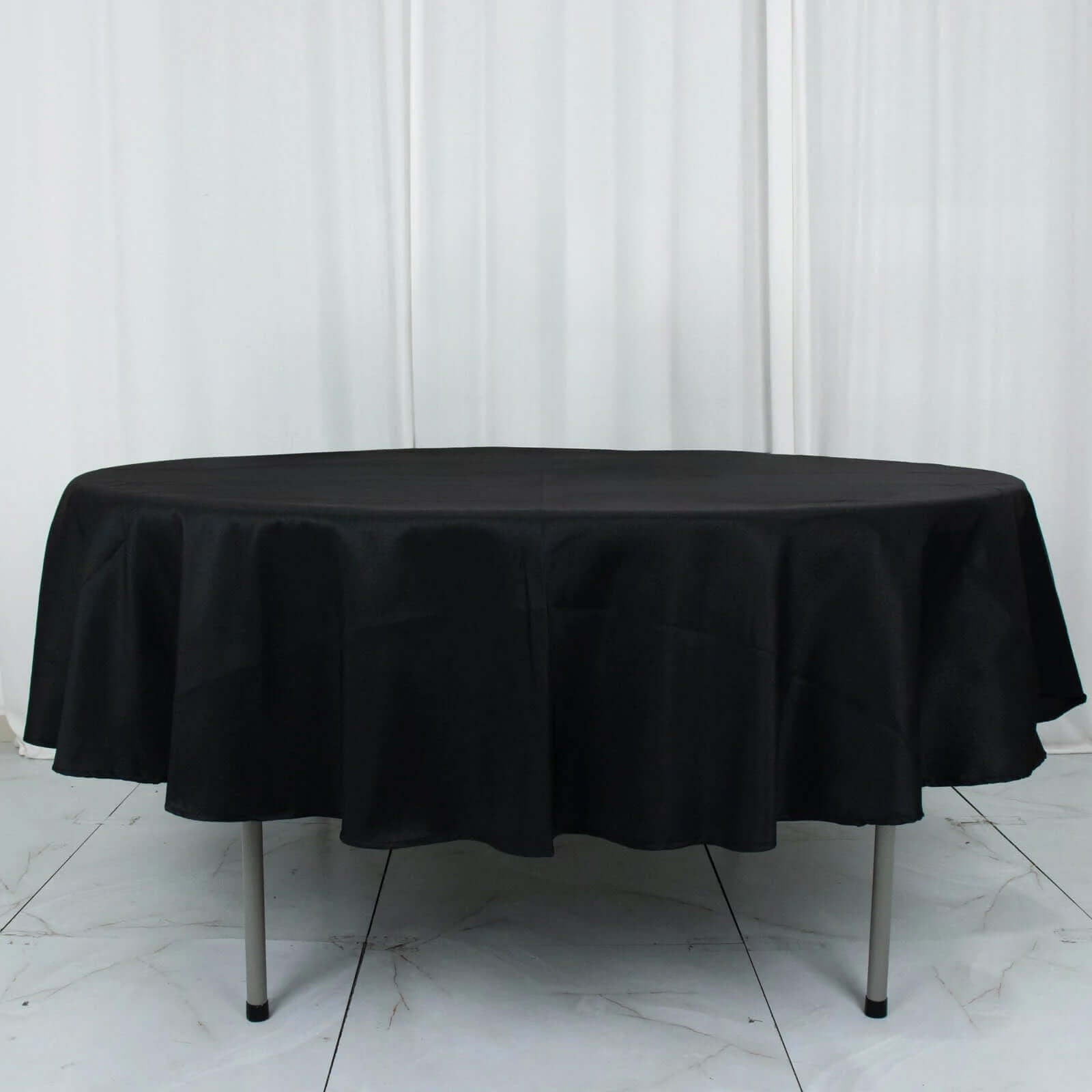 Premium Polyester 90" Round Tablecloth Black - Stain and Wrinkle - Resistant 220GSM Table Cover for Weddings & Event Decor - Linen Luxes