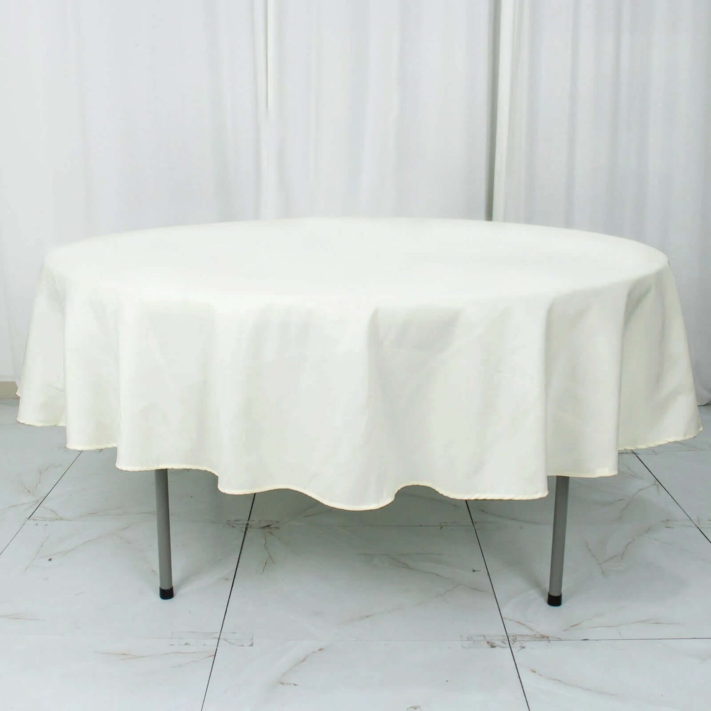 Premium Polyester 90" Round Tablecloth Ivory - Stain and Wrinkle - Resistant Design with 220GSM Thickness Table Cover - Linen Luxes