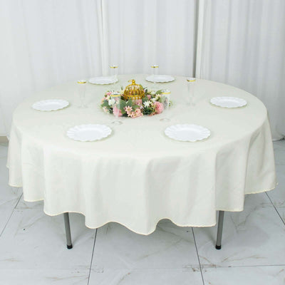 Premium Polyester 90" Round Tablecloth Ivory - Stain and Wrinkle - Resistant Design with 220GSM Thickness Table Cover - Linen Luxes