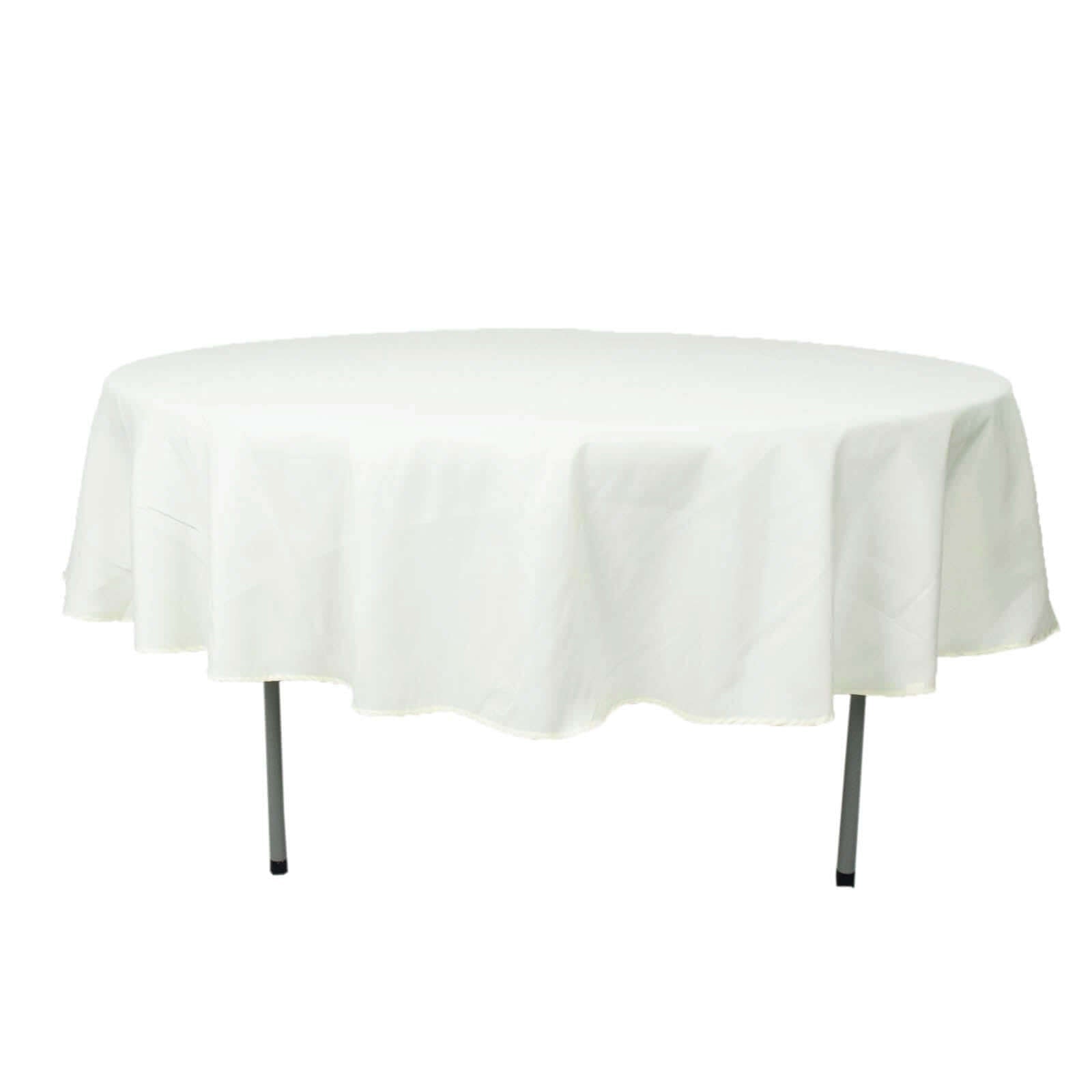 Premium Polyester 90" Round Tablecloth Ivory - Stain and Wrinkle - Resistant Design with 220GSM Thickness Table Cover - Linen Luxes