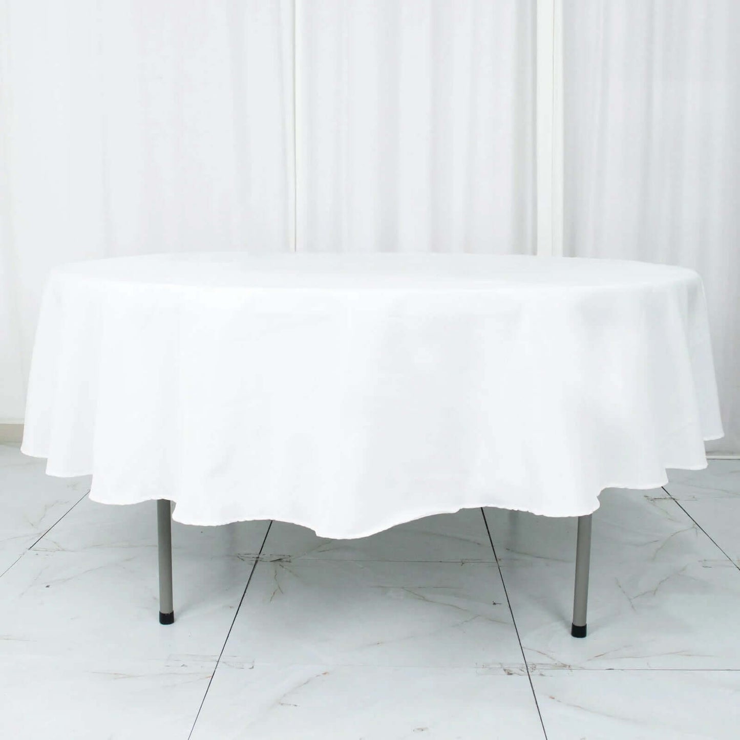 Premium Polyester 90" Round Tablecloth White - Stain and Wrinkle - Resistant 220GSM Table Cover for Weddings & Event Decor - Linen Luxes