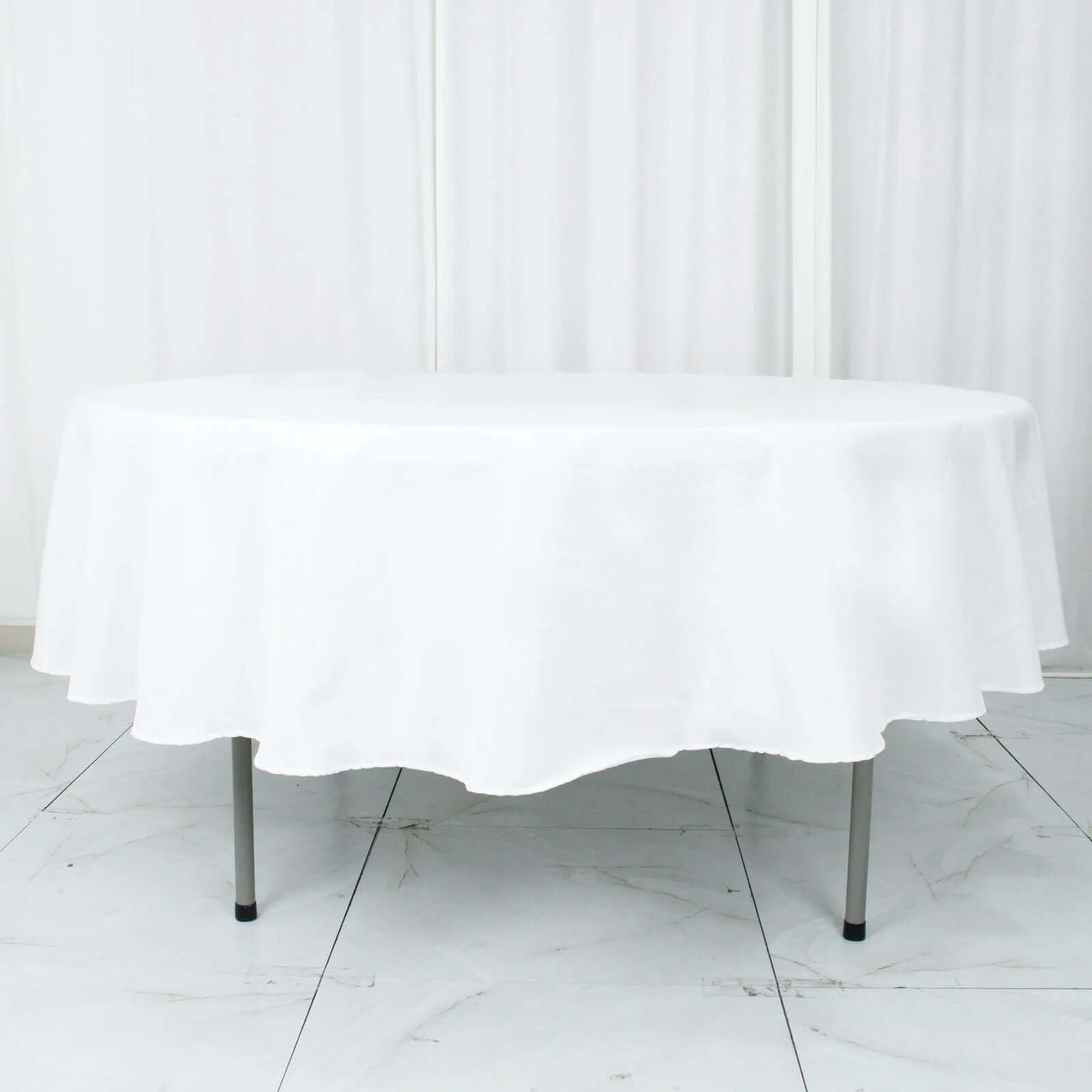 Premium Polyester 90" Round Tablecloth White - Stain and Wrinkle - Resistant 220GSM Table Cover for Weddings & Event Decor - Linen Luxes