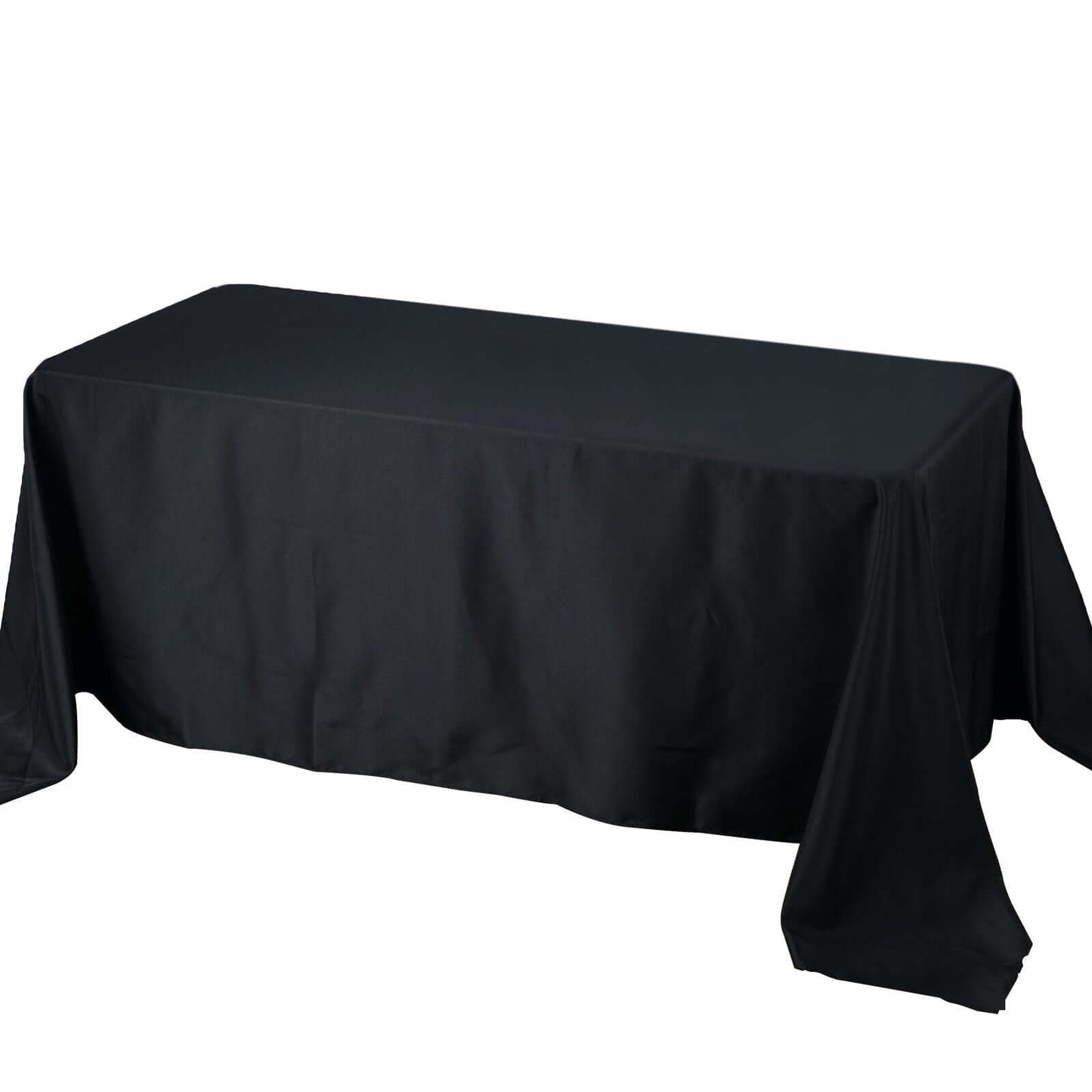 Premium Polyester 90"x132" Rectangle Tablecloth Black - Seamless 220GSM Stain - Resistant Design for Luxurious Events - Linen Luxes