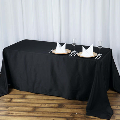 Premium Polyester 90"x132" Rectangle Tablecloth Black - Seamless 220GSM Stain - Resistant Design for Luxurious Events - Linen Luxes