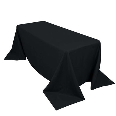 Premium Polyester 90"x132" Rectangle Tablecloth Black - Seamless 220GSM Stain - Resistant Design for Luxurious Events - Linen Luxes