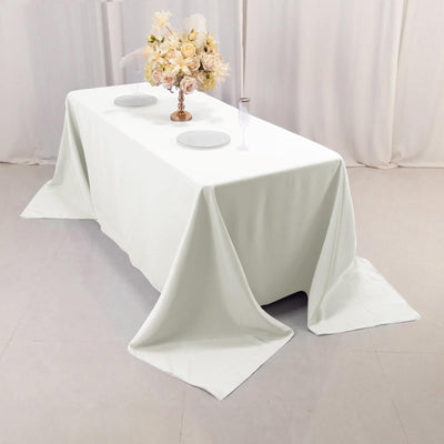 Premium Polyester 90"x132" Rectangle Tablecloth Ivory - Seamless 220GSM Stain - Resistant Table Cover - Linen Luxes