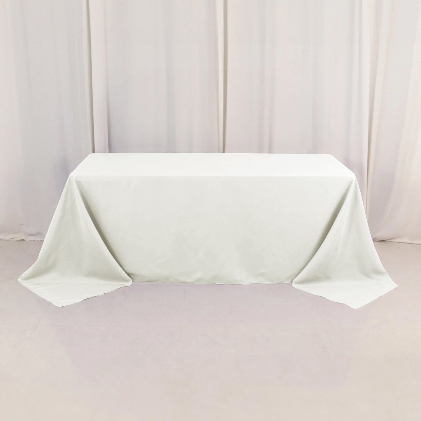 Premium Polyester 90"x132" Rectangle Tablecloth Ivory - Seamless 220GSM Stain - Resistant Table Cover - Linen Luxes