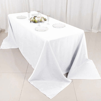 Premium Polyester 90"x132" Rectangle Tablecloth White - Seamless 220GSM Stain - Resistant Design for Luxurious Events - Linen Luxes