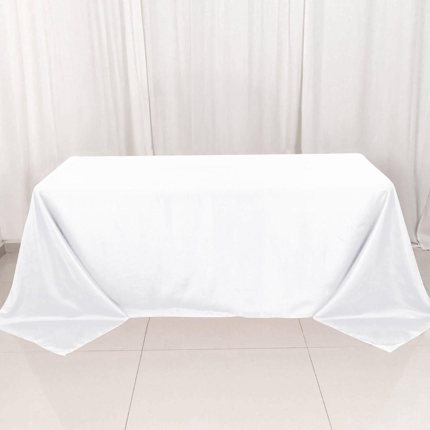 Premium Polyester 90"x132" Rectangle Tablecloth White - Seamless 220GSM Stain - Resistant Design for Luxurious Events - Linen Luxes