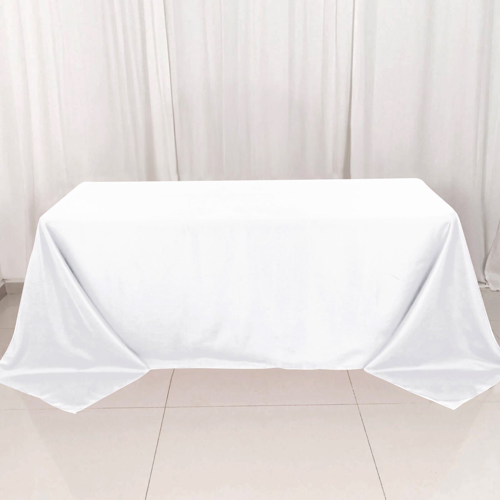 Premium Polyester 90"x132" Rectangle Tablecloth White - Seamless 220GSM Stain - Resistant Design for Luxurious Events - Linen Luxes