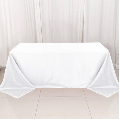Premium Polyester 90"x132" Rectangle Tablecloth White - Seamless 220GSM Stain - Resistant Design for Luxurious Events - Linen Luxes