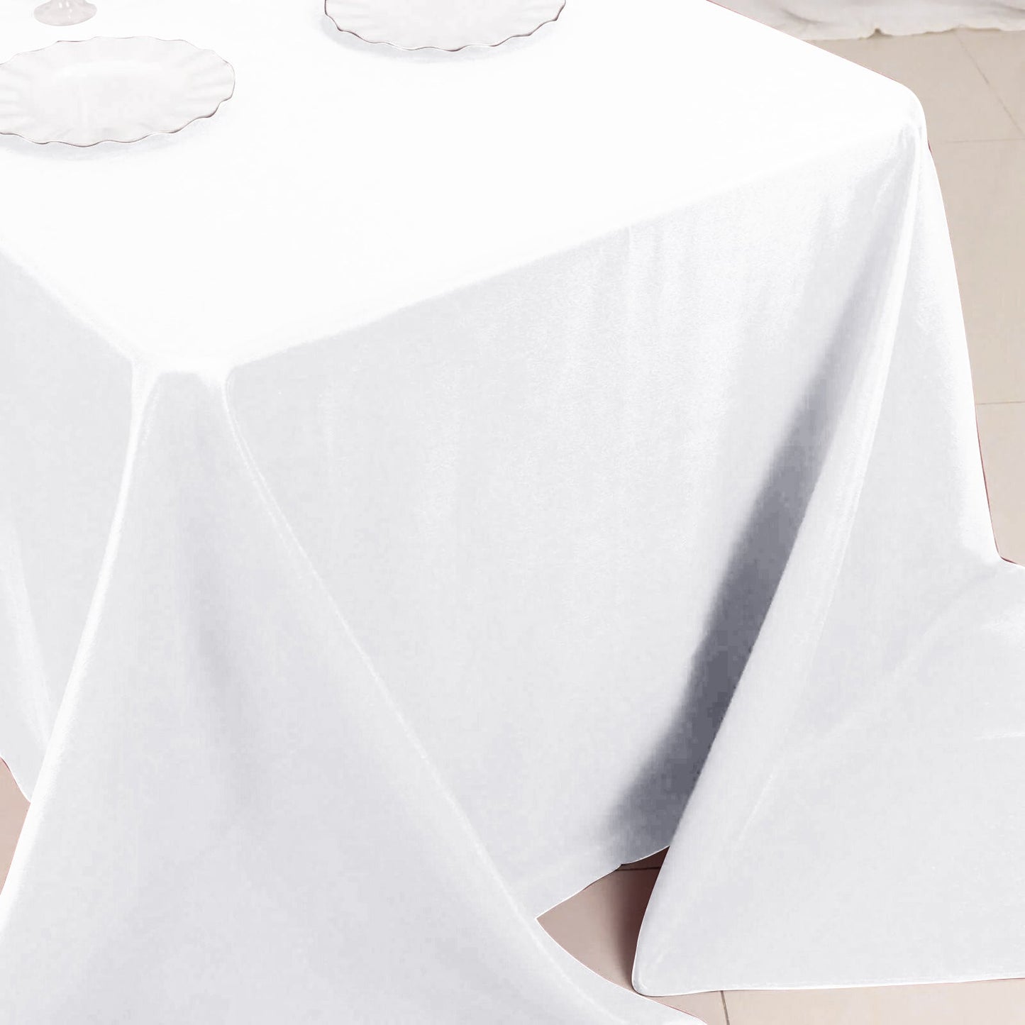 Premium Polyester 90"x132" Rectangle Tablecloth White - Seamless 220GSM Stain - Resistant Design for Luxurious Events - Linen Luxes
