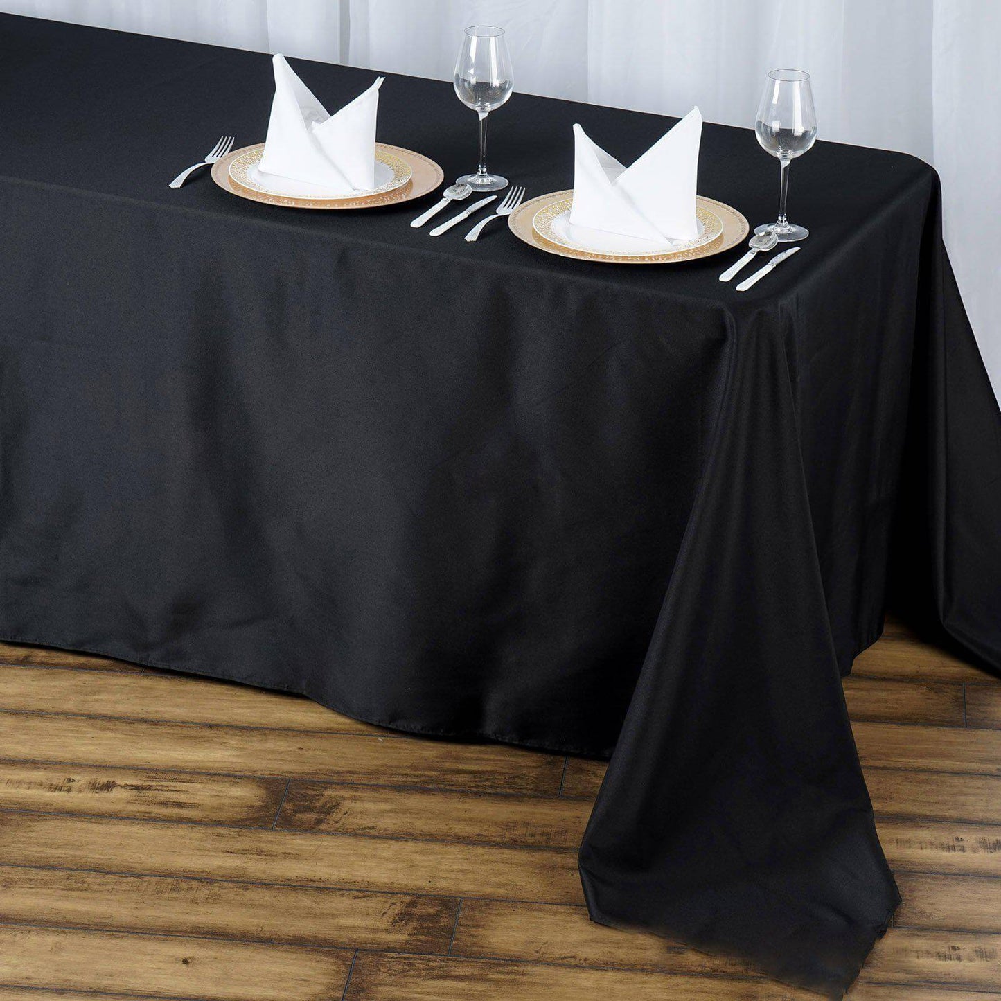 Premium Polyester 90"x156" Rectangle Tablecloth Black - Seamless 220GSM Stain - Resistant Design for Classy Events - Linen Luxes