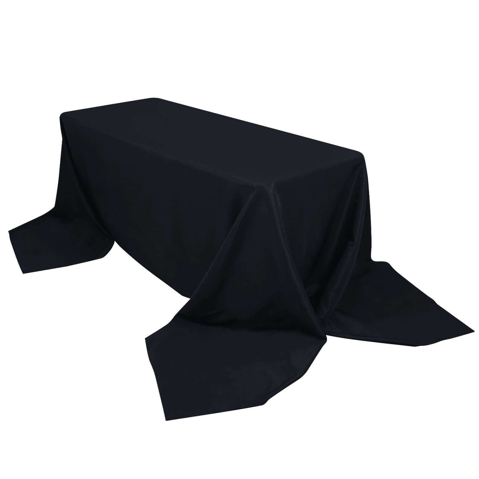 Premium Polyester 90"x156" Rectangle Tablecloth Black - Seamless 220GSM Stain - Resistant Design for Classy Events - Linen Luxes