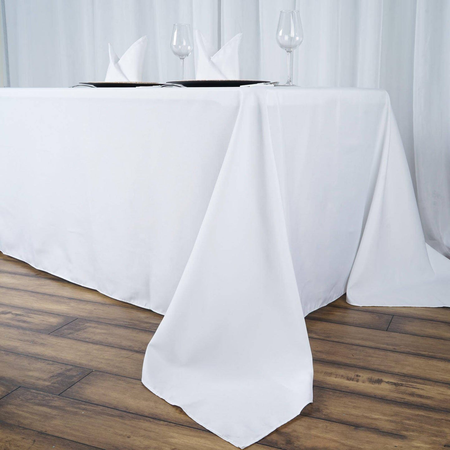 Premium Polyester 90"x156" Rectangle Tablecloth White - Seamless 220GSM Stain - Resistant Design for Classy Events - Linen Luxes