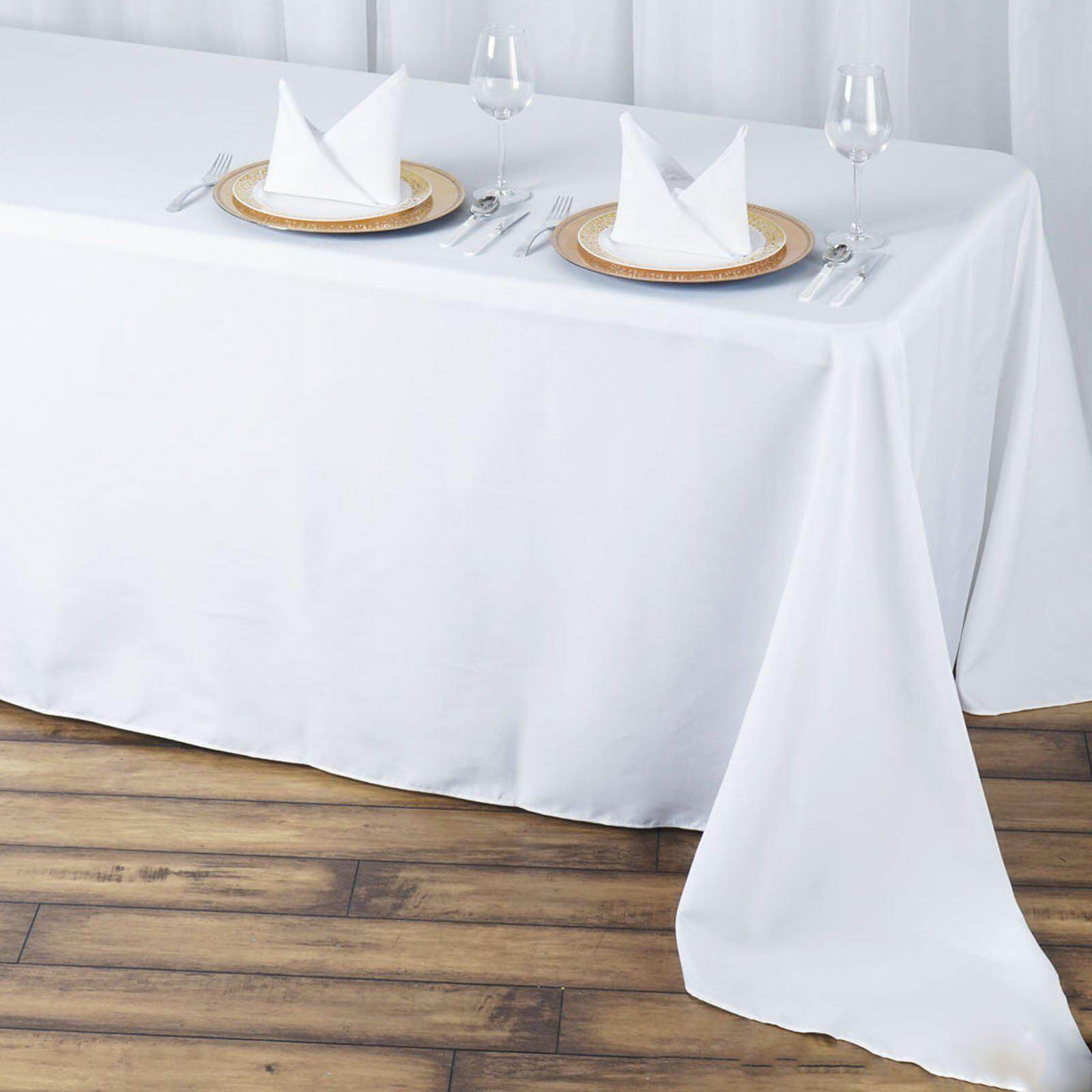 Premium Polyester 90"x156" Rectangle Tablecloth White - Seamless 220GSM Stain - Resistant Design for Classy Events - Linen Luxes