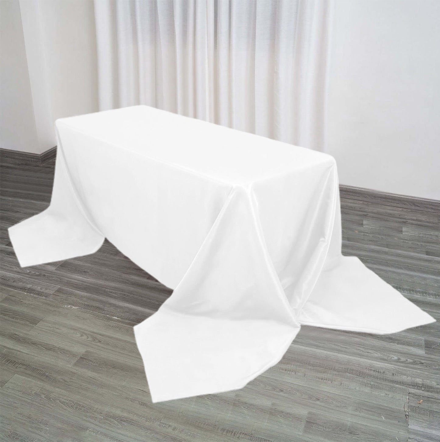 Premium Polyester 90"x156" Rectangle Tablecloth White - Seamless 220GSM Stain - Resistant Design for Classy Events - Linen Luxes