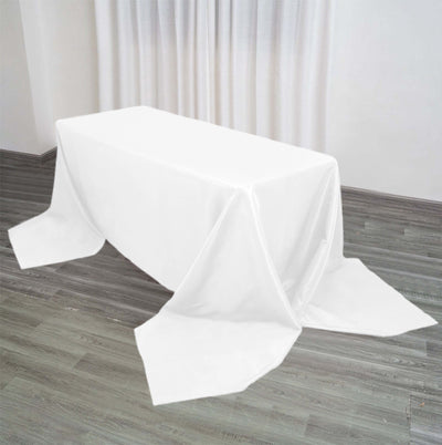 Premium Polyester 90"x156" Rectangle Tablecloth White - Seamless 220GSM Stain - Resistant Design for Classy Events - Linen Luxes