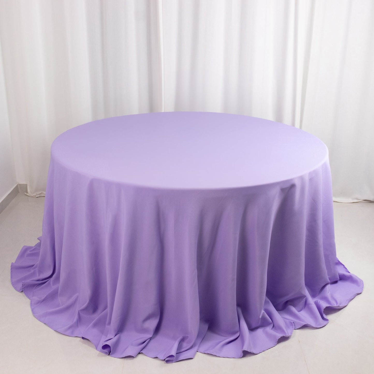 Premium Polyester 132" Round Tablecloth Lavender Lilac - Seamless 220GSM Wrinkle-Resistant Table Cover