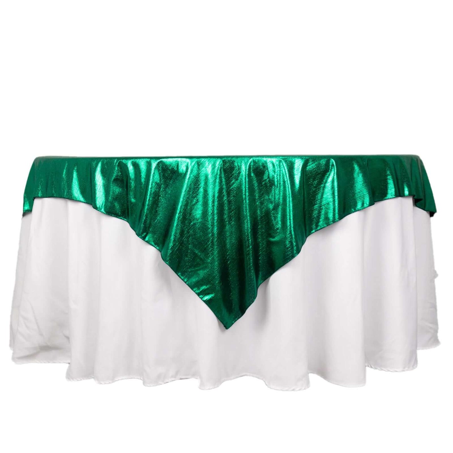 Polyester 72"x72" Table Overlay Square Tablecloth Hunter Emerald Green - Sequin Dots Wrinkle-Free Table Cover