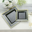 10-Pack Plastic Dinner Plates Black Square with Gold Trim - Lightweight Disposable Plates for Events 10"