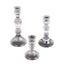 Set of 3 Glass Taper Candle Holders Fluted Design Clear - Ribbed Crystal Candlestick Stands 4", 6", 8"
