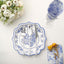 25-Pack Paper Dessert Plates in White with Light Blue Damask Floral Print & Scallop Rim - Stylish Disposable 300GSM Floral Salad Appetizer Plates 8"
