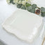 25-Pack Paper 11" Square Dinner Plates in White with Vintage Pottery Embossed Design - Shiny Disposable Serving Plates