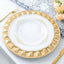 6-Pack Plastic Round Charger Plates 13" in Gold with Bejeweled Rim, Luxe Decorative Dinner Party Charger Tableware