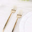 24 Pack 8" Glossy Gold Heavy Duty Plastic Silverware Forks Cutlery, Premium Disposable Sleek Flatware
