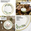 24-Pack Paper 9" Round Dinner Plates in White with Eucalyptus Leaves & Gold Rim - Disposable 300GSM Party Plates for Modern & Nature-Inspired Events