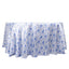 Satin Round 120" Tablecloth White/Blue French Toile Design - Seamless Stylish & Wrinkle-Resistant Table Cover