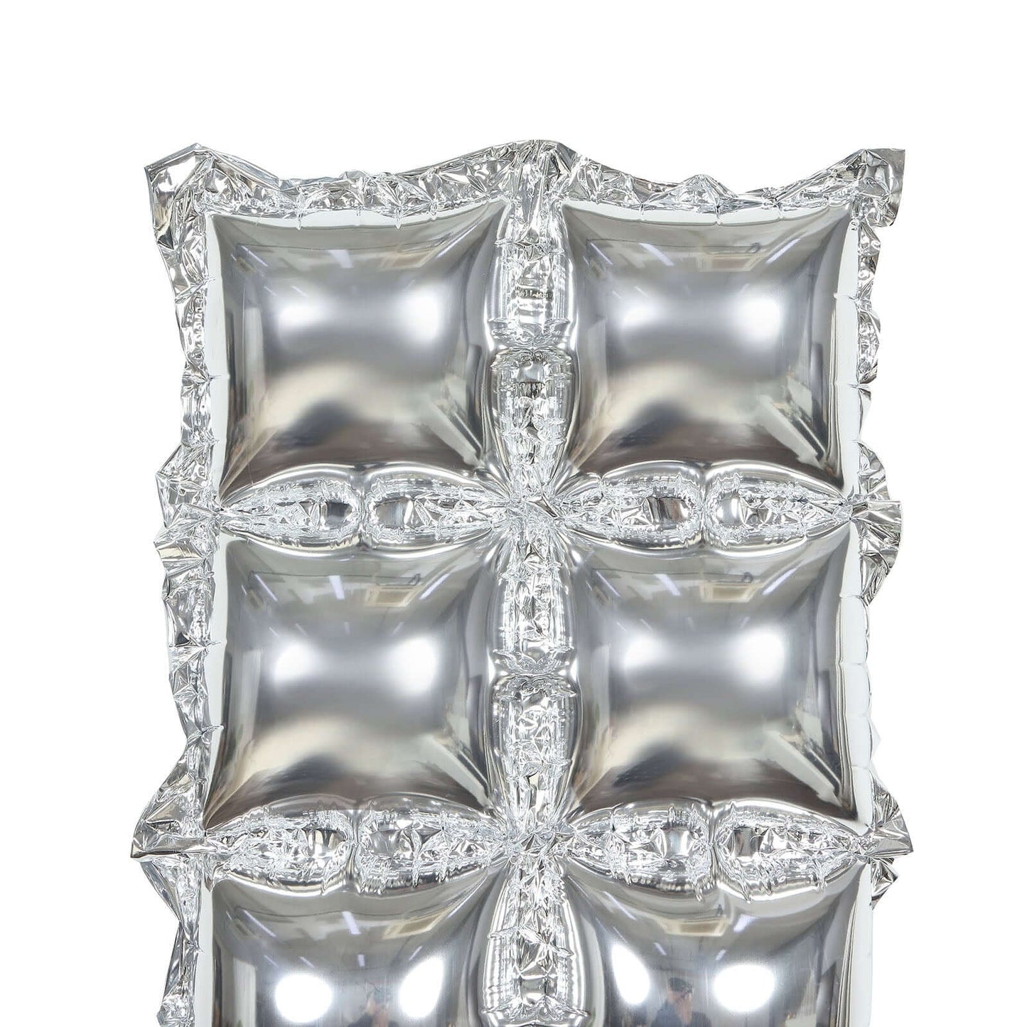10 Pack Metallic Silver Double Row Mylar Foil Balloon Wall, Square Diamond Design Balloon Backdrop - 43"x11"