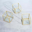 3-Pack Glass Tealight Votive Candle Holders Square Cube Design Clear with Gold Metal Frame - Stackable 3"