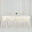 Satin 14ft Table Skirt Ivory - Pleated Double Drape Table Cover