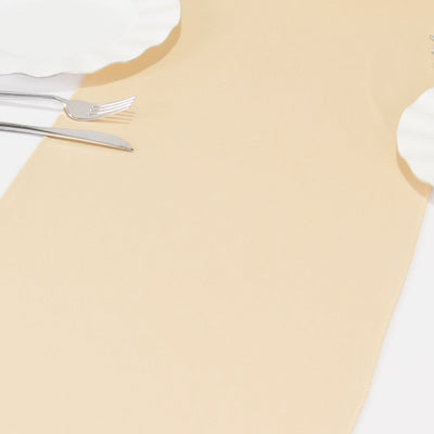Scuba Polyester 12"x108" Table Runner Beige - Wrinkle-Free Table Linen