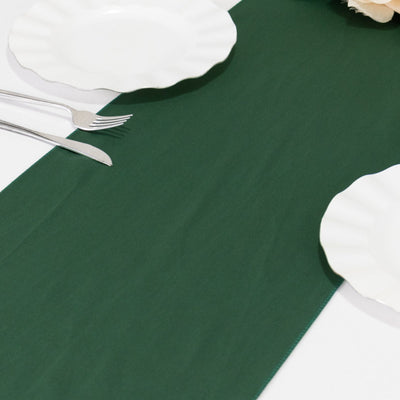 Scuba Polyester 12"x108" Table Runner Hunter Emerald Green - Wrinkle-Free Table Linen