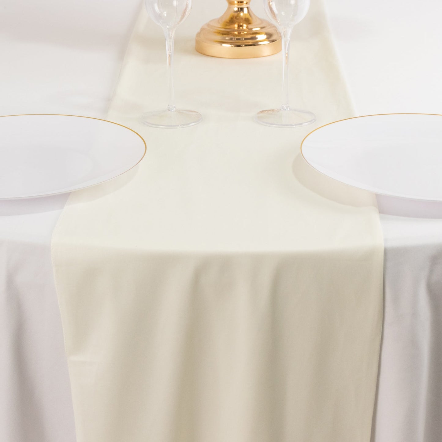 Scuba Polyester 12"x108" Table Runner Ivory - Wrinkle-Free Table Linen