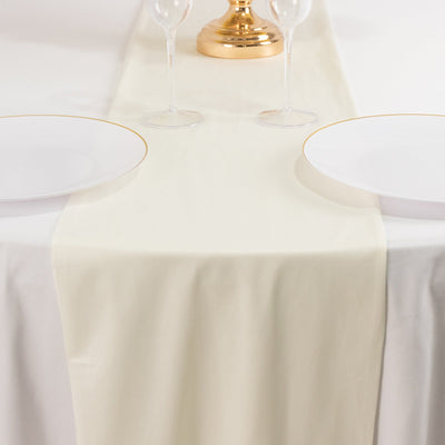 Scuba Polyester 12"x108" Table Runner Ivory - Wrinkle-Free Table Linen