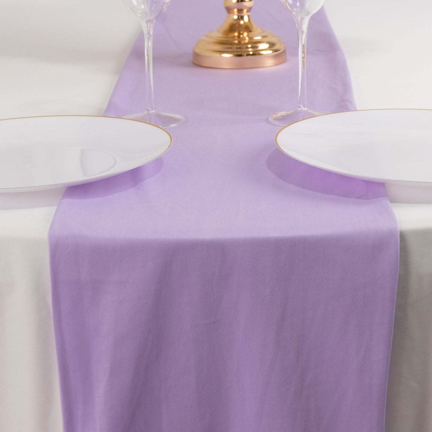 Scuba Polyester 12"x108" Table Runner Lavender Lilac - Wrinkle-Free Table Linen