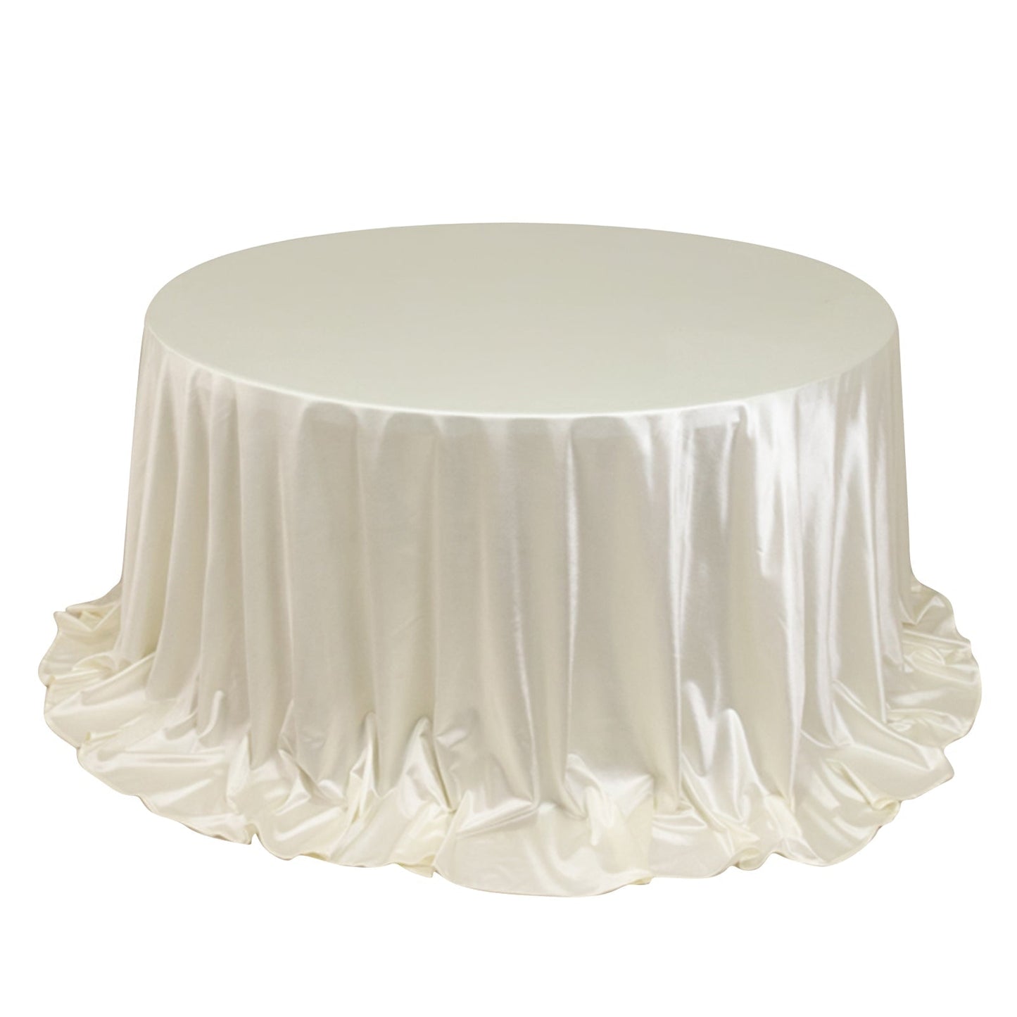 Scuba Round 132" Tablecloth Shimmering Pearl White - Wrinkle Free, Stain Resistant & Seamless Table Cover