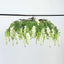 55" Cream Artificial Silk Hanging Wisteria Vine Flower Chandelier, Round Draping Garland Canopy With Interchangeable Branches