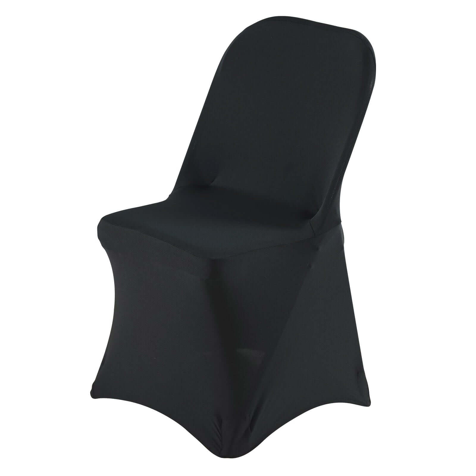 Premium Spandex Chair Cover with Foot Pockets for Folding Chairs Black - Stretch Fitted 220GSM Fabric - Linen Luxes
