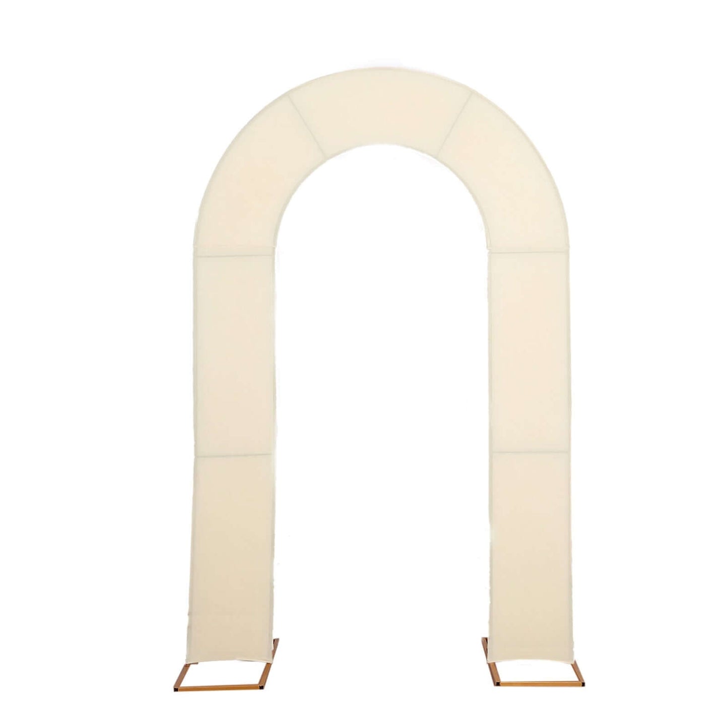 8ft Beige Spandex Fitted Open Arch Wedding Arch Cover, Double-Sided U-Shaped Backdrop Slipcover