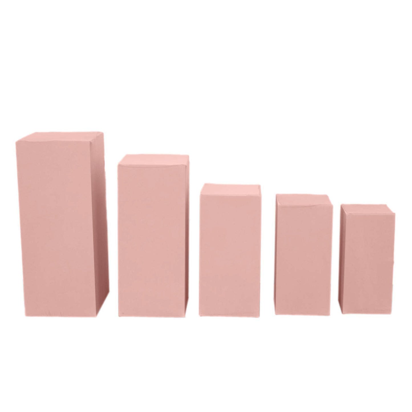 Set of 5 Dusty Rose Spandex Rectangle Pedestal Stand Covers, Stretchable Pillar Prop Covers - 160 GSM
