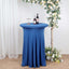 Spandex 30" Round Cocktail Table Cover Skirt Royal Blue With Natural Wavy Drapes