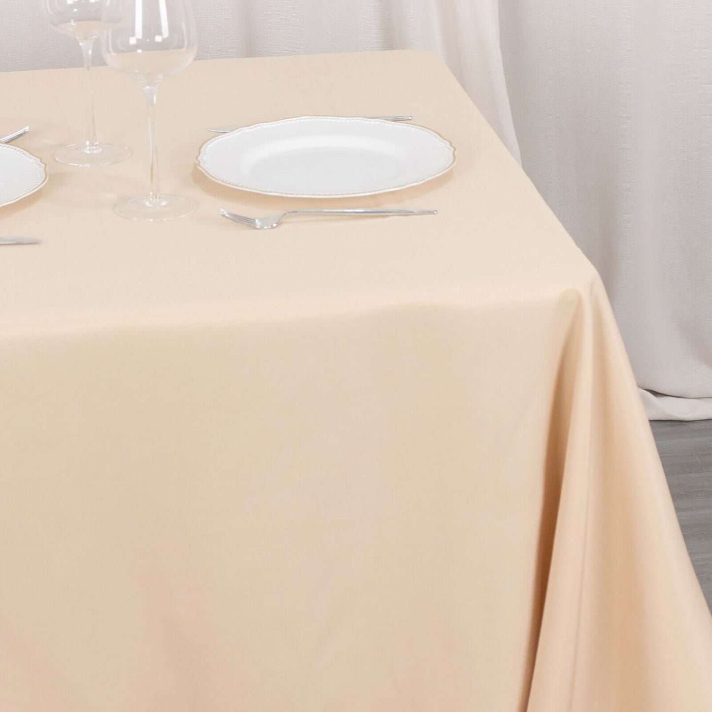 Premium Polyester Square Tablecloth 70"x70" Beige 220GSM Wrinkle-Resistant Table Cover