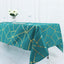 Polyester 60"x102" Rectangle Tablecloth Teal with Gold Foil Geometric Pattern - Wrinkle-Resistant & Durable Table Cover