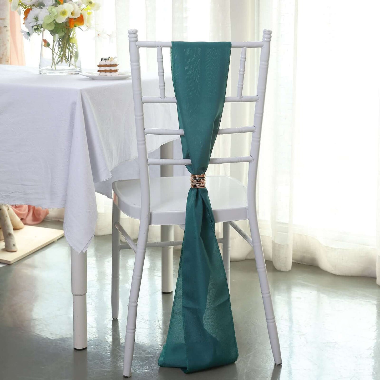 5 Pack Polyester Chair Sashes Peacock Teal 6"x108"